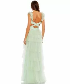 Mac Duggal Shop For Ruffle Tiered Tulle Cut Out Gown