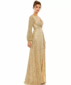 Mac Duggal Multi-Colored Sequin Silver Gown Shop For