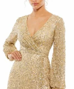 Mac Duggal Multi-Colored Sequin Silver Gown Shop For