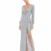 Mac Duggal Multi-Colored Sequin Silver Gown Shop For