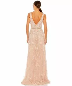 Mac Duggal Embellished V-Neck Long Gown