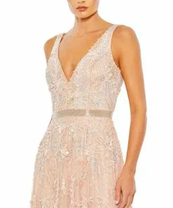Mac Duggal Embellished V-Neck Long Gown