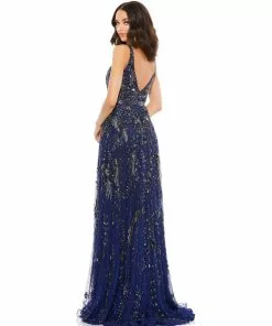 Mac Duggal Embellished V-Neck Long Gown