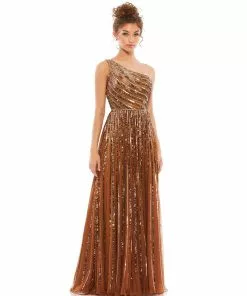Mac Duggal Embellished One Shoulder A-Line Gown