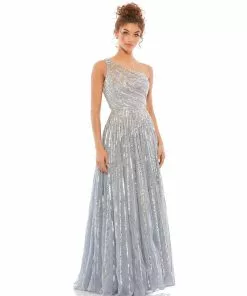 Mac Duggal Embellished One Shoulder A-Line Gown