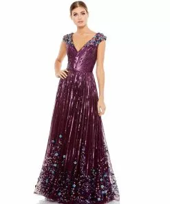 Mac Duggal Sequin & Floral Embellished Evening Gown