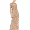 Mac Duggal Long Sleeve Beaded Column Gown Shop For