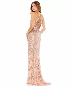 Mac Duggal Shop For Sleeveless Faux Wrap Sequin Embellished Cut Out Gown