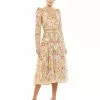 Mac Duggal Shop For Long Sleeve Floral Beaded Midi Dress