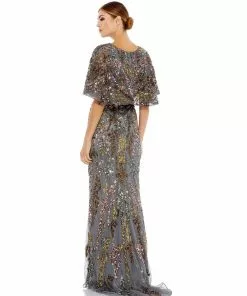 Mac Duggal Shop For Cape Sleeve Embellished Evening Gown