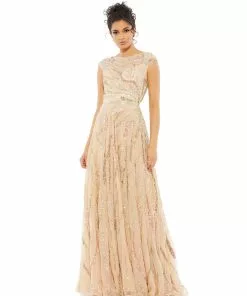 Mac Duggal Cap Sleeve Embellished Evening Gown