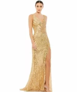 Mac Duggal Beaded Floral Sleeveless Gown Shop For