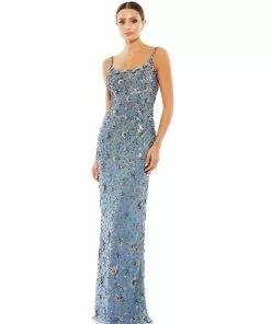 Mac Duggal Floral Embellished Scoop Neck Evening Gown