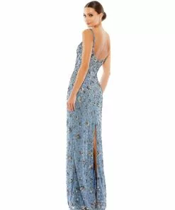 Mac Duggal Floral Embellished Scoop Neck Evening Gown