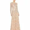 Mac Duggal Embellished Illusion High Neck Long Sleeve A Line Gown Shop For