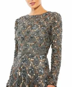 Mac Duggal Embellished Illusion High Neck Long Sleeve A Line Gown Shop For