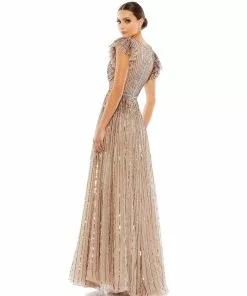 Mac Duggal Sequined Wrap Over Ruffled Cap Sleeve Gown Shop For 16 Mac Duggal Sequined Wrap Over Ruffled Cap Sleeve Gown Shop For