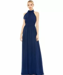 Ieena For Mac Duggal High Neck Chiffon Gown