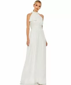 Ieena For Mac Duggal High Neck Chiffon Gown