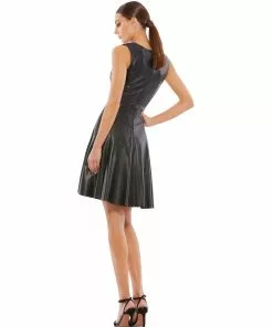 Ieena For Mac Duggal Asymmetrical Vegan Leather Sleeveless Fit & Flare