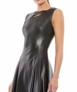 Ieena For Mac Duggal Asymmetrical Vegan Leather Sleeveless Fit & Flare