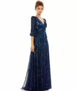 Mac Duggal Sequined Elbow Sleeve Surplice Gown Shop For 29 Mac Duggal Sequined Elbow Sleeve Surplice Gown Shop For