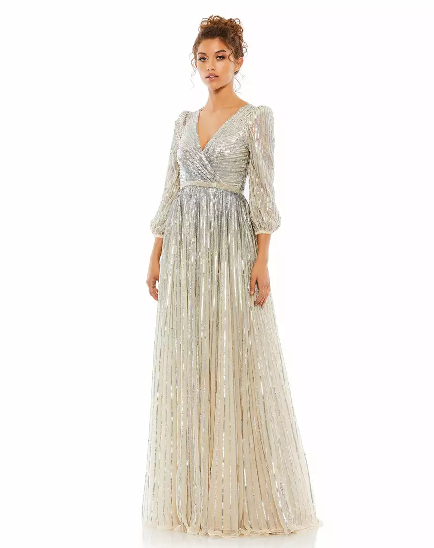 Mac Duggal Sequined Elbow Sleeve Surplice Gown Shop For 11 Mac Duggal Sequined Elbow Sleeve Surplice Gown Shop For