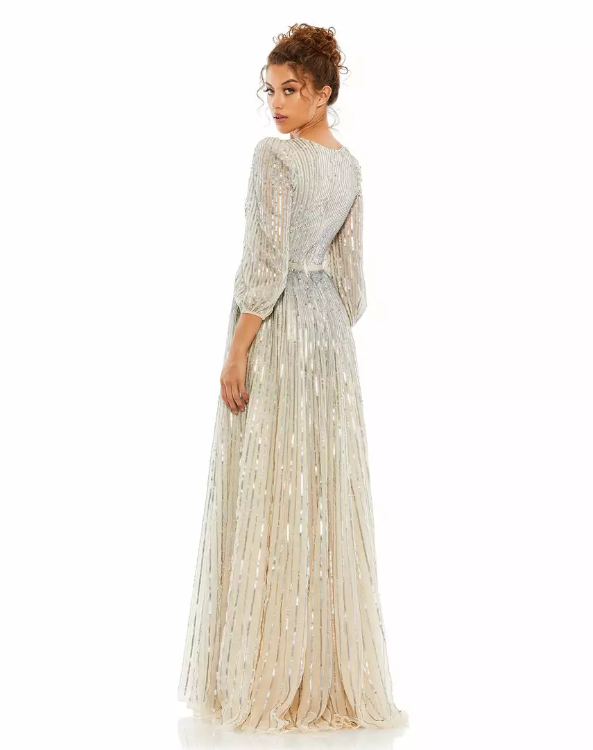 Mac Duggal Sequined Elbow Sleeve Surplice Gown Shop For 9 Mac Duggal Sequined Elbow Sleeve Surplice Gown Shop For