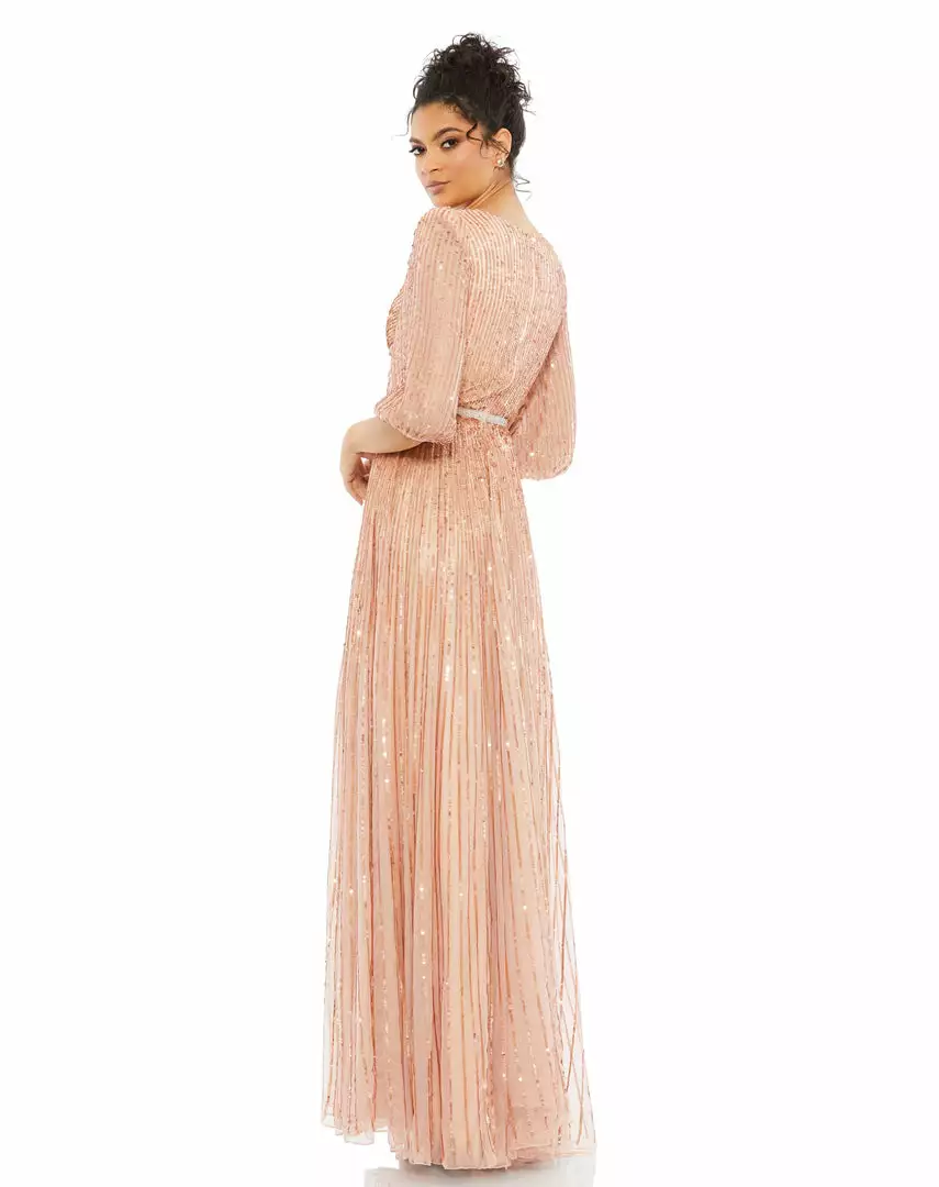 Mac Duggal Sequined Elbow Sleeve Surplice Gown Shop For 2 Mac Duggal Sequined Elbow Sleeve Surplice Gown Shop For