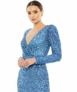 Mac Duggal Shop For Puff Shoulder Sequined Surplice Gown 11 Mac Duggal Shop For Puff Shoulder Sequined Surplice Gown