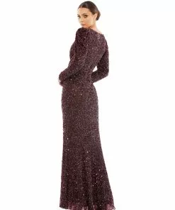 Mac Duggal Shop For Puff Shoulder Sequined Surplice Gown 13 Mac Duggal Shop For Puff Shoulder Sequined Surplice Gown