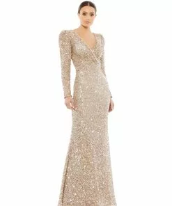 Mac Duggal Shop For Puff Shoulder Sequined Surplice Gown 15 Mac Duggal Shop For Puff Shoulder Sequined Surplice Gown