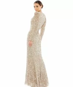 Mac Duggal Shop For Puff Shoulder Sequined Surplice Gown 16 Mac Duggal Shop For Puff Shoulder Sequined Surplice Gown