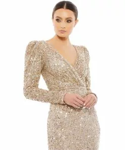 Mac Duggal Shop For Puff Shoulder Sequined Surplice Gown 17 Mac Duggal Shop For Puff Shoulder Sequined Surplice Gown