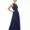 Ieena For Mac Duggal Bejeweled Neckline Pleated Chiffon Gown Shop For