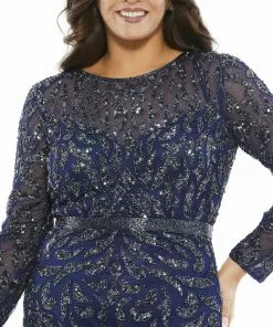 Mac Duggal Embellished Illusion Sleeve Column Gown (Plus) 5 Mac Duggal Embellished Illusion Sleeve Column Gown (Plus)