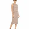 Mac Duggal Sleeveless Sequined Midi Sheath Dress