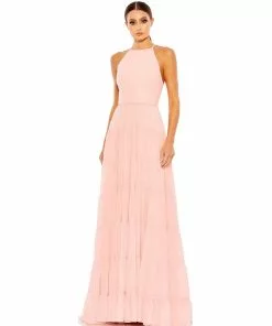 Ieena For Mac Duggal Tiered A-Line Halter Gown