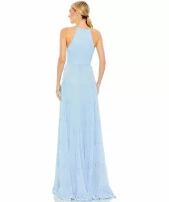Ieena For Mac Duggal Tiered A-Line Halter Gown