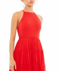 Ieena For Mac Duggal Tiered A-Line Halter Gown