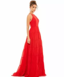 Ieena For Mac Duggal Tiered A-Line Halter Gown