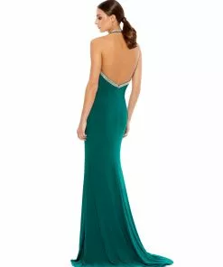 Ieena For Mac Duggal Halter Rhinestone Accented Evening Gown Shop For