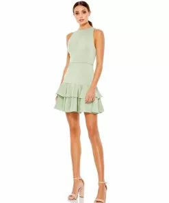 Ieena For Mac Duggal Short Dresses Ruffle Hem Sleeveless Skater Dress