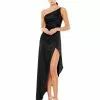 Ieena For Mac Duggal Shop For One Shoulder Hi-Low Draped Charmeuse Dress