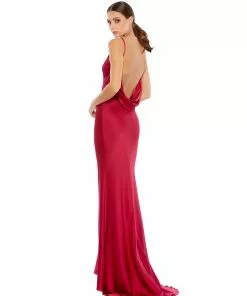 Ieena For Mac Duggal Shop For Cowl Back Strappy Satin Gown