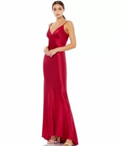 Ieena For Mac Duggal Shop For Cowl Back Strappy Satin Gown