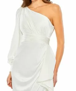 Ieena For Mac Duggal Satin One Sleeved Cocktail Dress