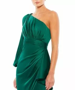Ieena For Mac Duggal Satin One Sleeved Cocktail Dress