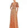 Mac Duggal Embellished V Neck Butterfly Sleeve Column Gown Shop For