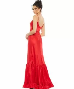 Ieena For Mac Duggal Scoop Neck Satin Gown